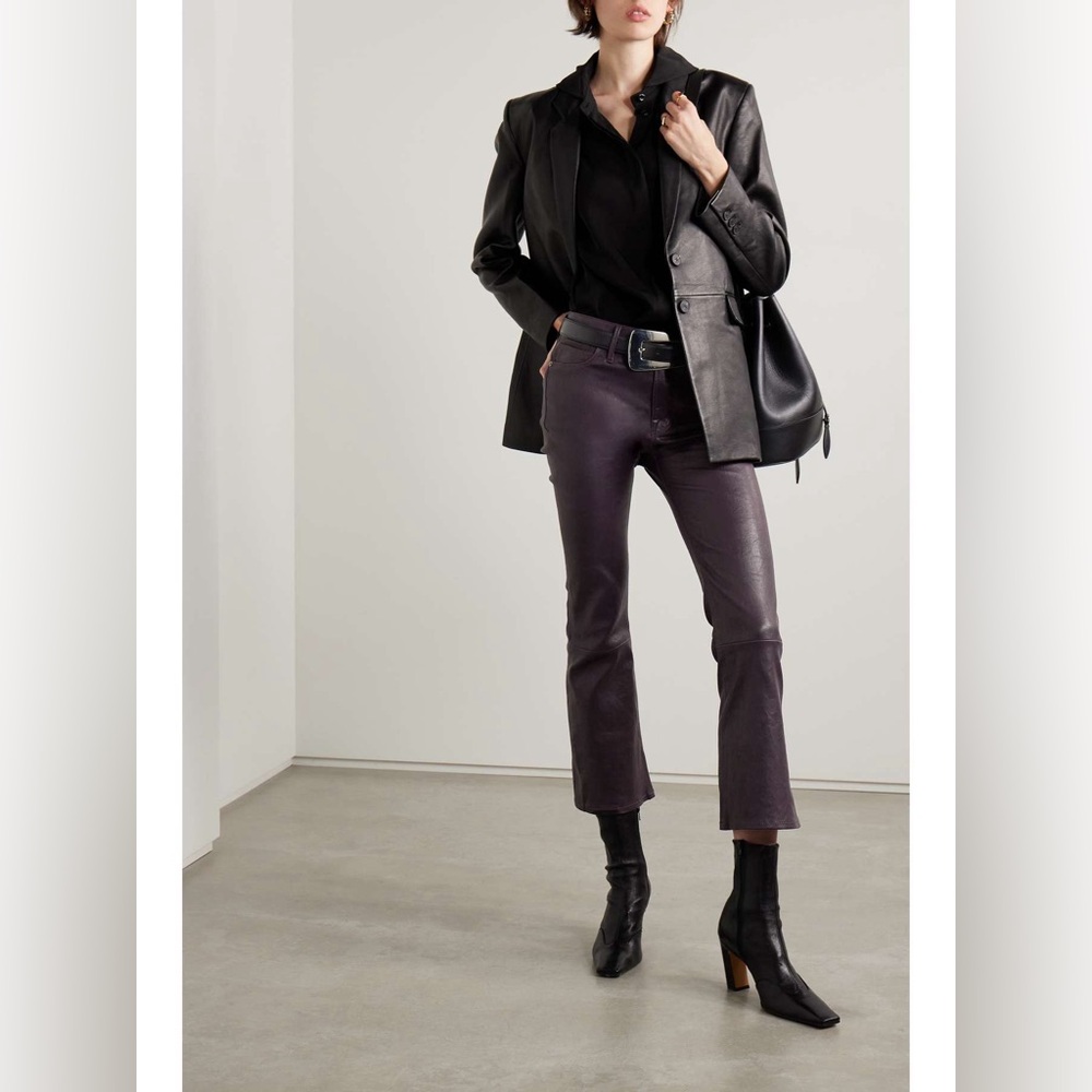 FRAME
Le Crop Mini leather bootcut pants, color: burgundy. new with tag.